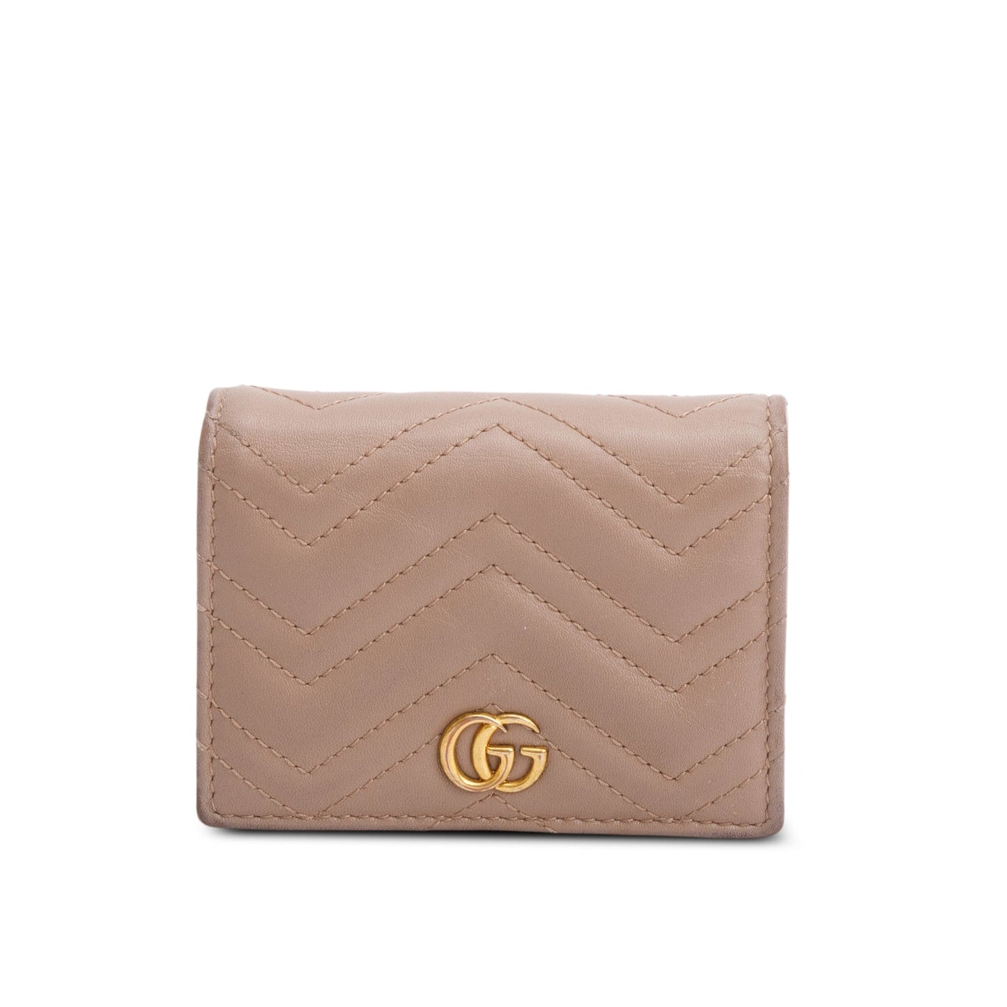 Gucci Beige Quilted GG Marmont Leather Card Case Wallet