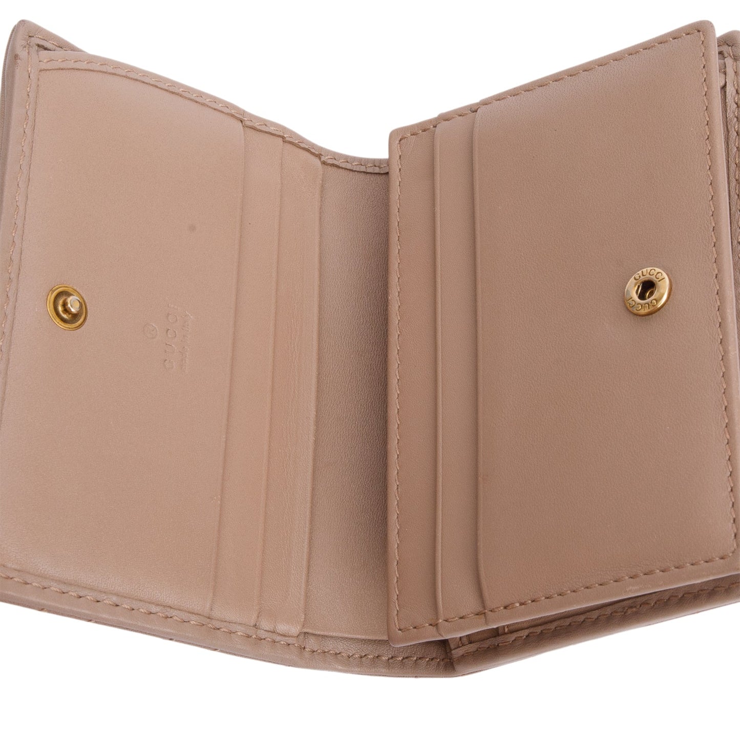 Gucci Beige Quilted GG Marmont Leather Card Case Wallet