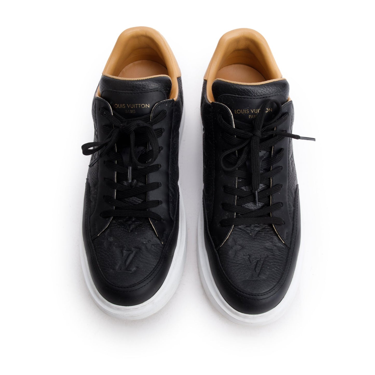 Louis Vuitton 2023 Black Monogram Embosssed Leather Beverly Hills Sneakers, Men's Size 9