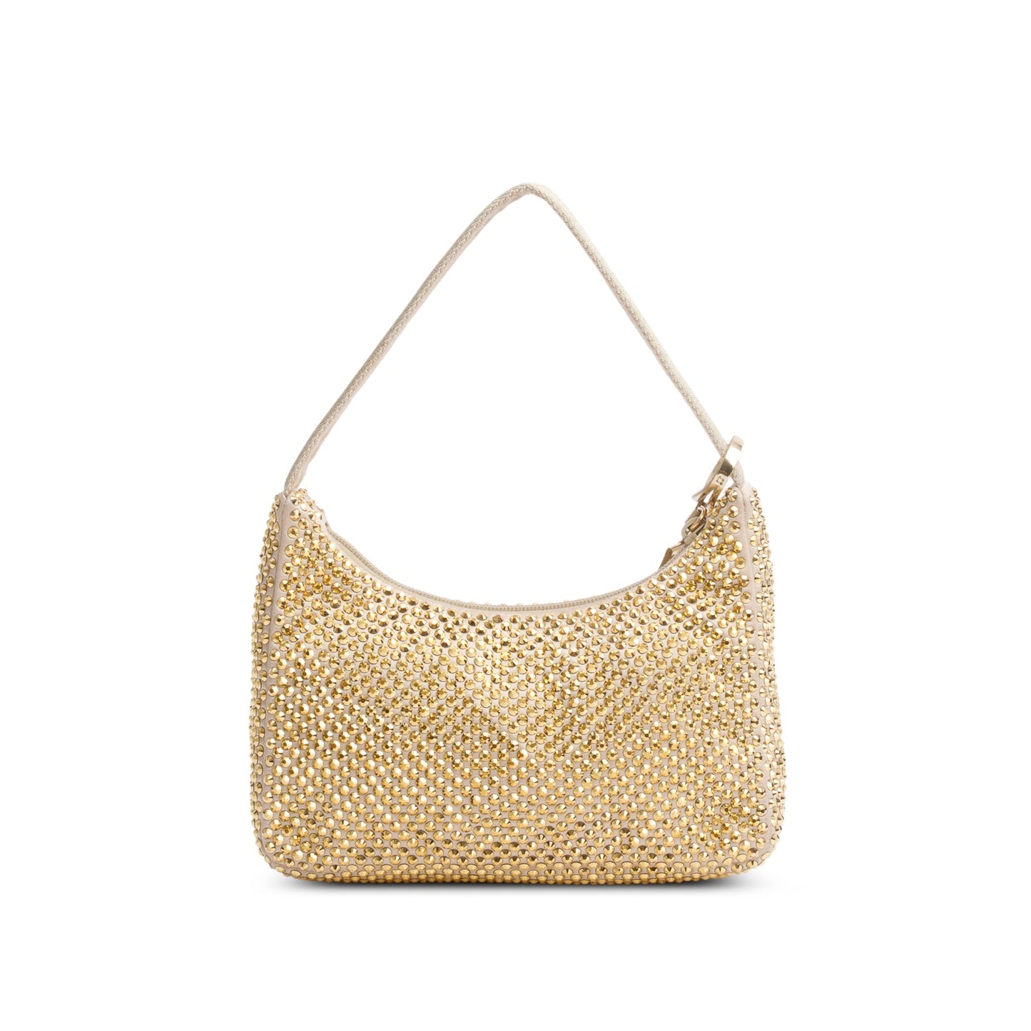 Prada Gold Satin Crystal Mini Re-Edition 2000 Bag