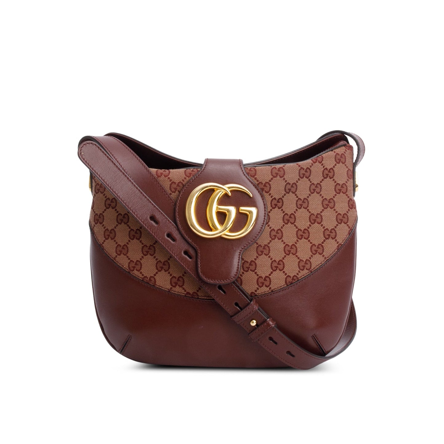 Gucci Burgundy GG Monogram Calfskin Medium Arli Shoulder Bag