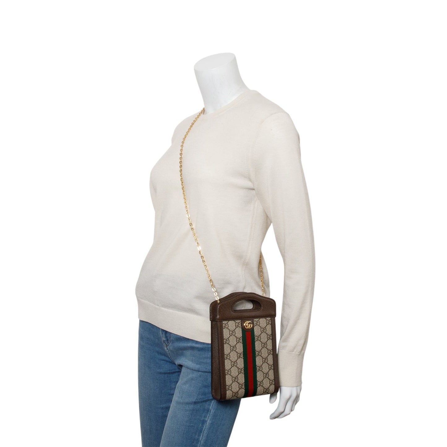 Gucci GG Supreme Monogram Textured Dollar Calfskin Mini Ophidia Top Handle