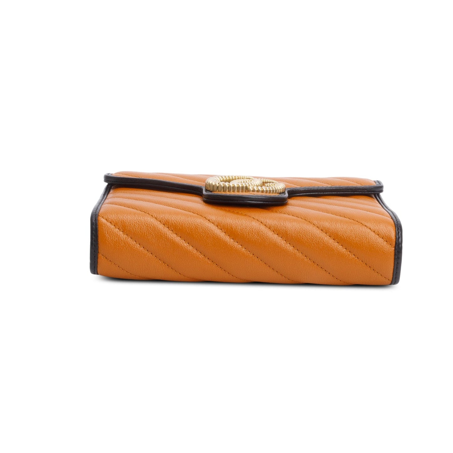 Gucci Brown Leather GG Marmont Torchon Chain Wallet