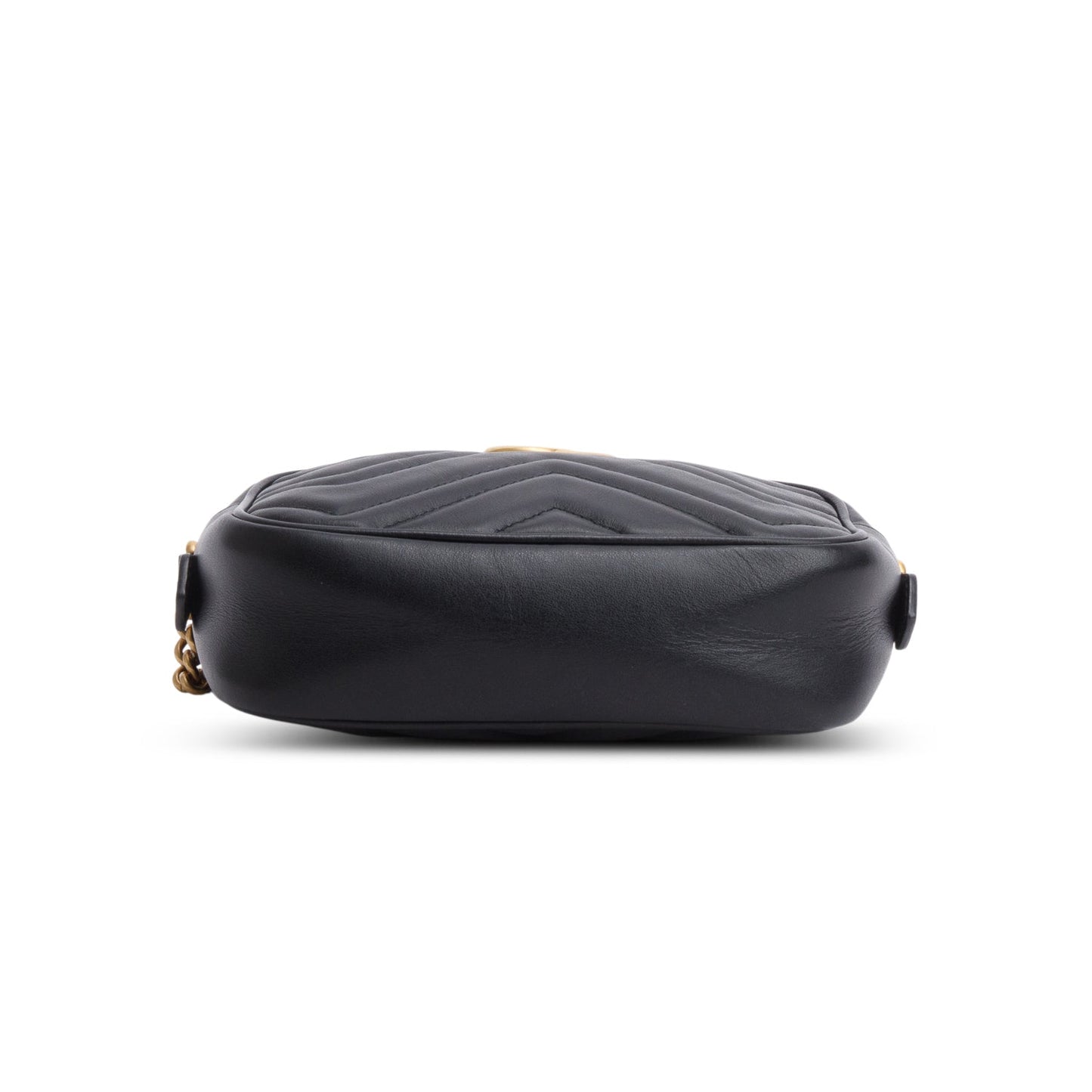 Gucci Black Calfskin Matelasse Mini GG Marmont Chain Shoulder Bag