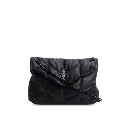 Saint Laurent 2021 Black Nappa Leather Medium Puffer Loulou Shoulder Bag
