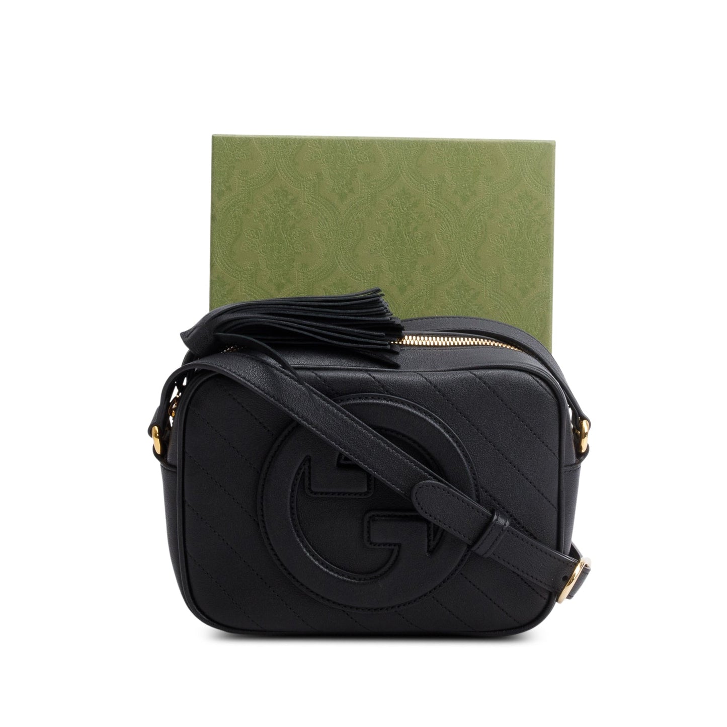 Gucci Black Calfskin Diagonal Stitched Small Blondie Shoulder Bag
