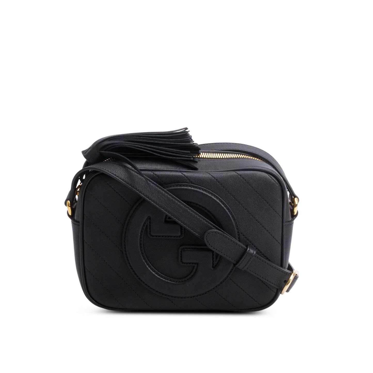Gucci Black Calfskin Diagonal Stitched Small Blondie Shoulder Bag