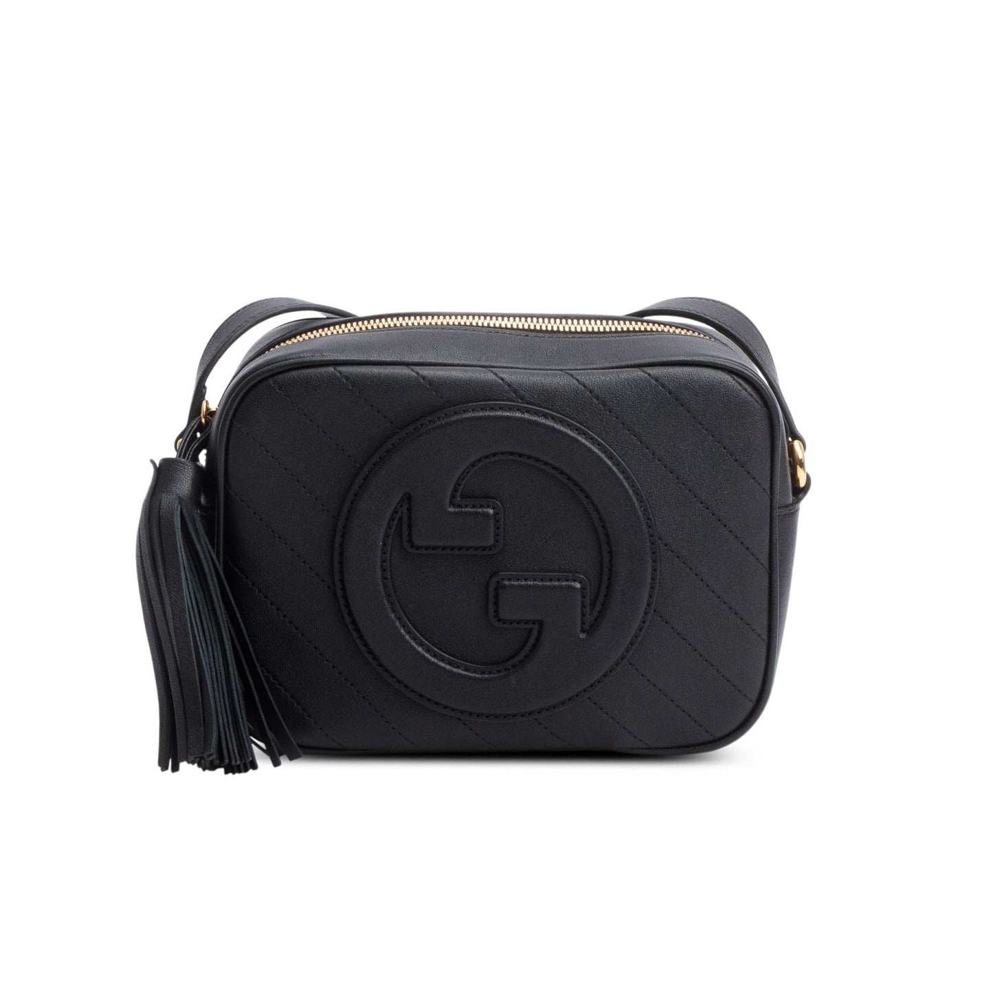 Gucci Black Calfskin Diagonal Stitched Small Blondie Shoulder Bag