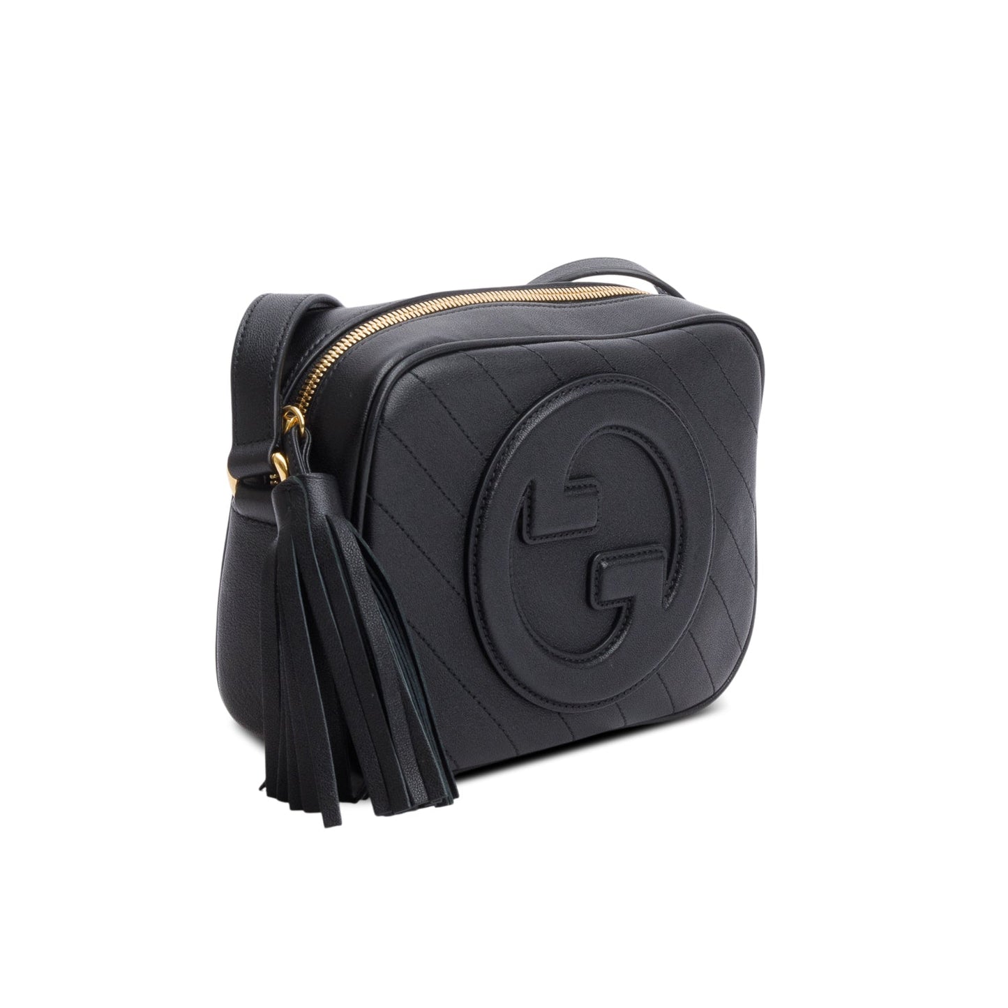 Gucci Black Calfskin Diagonal Stitched Small Blondie Shoulder Bag