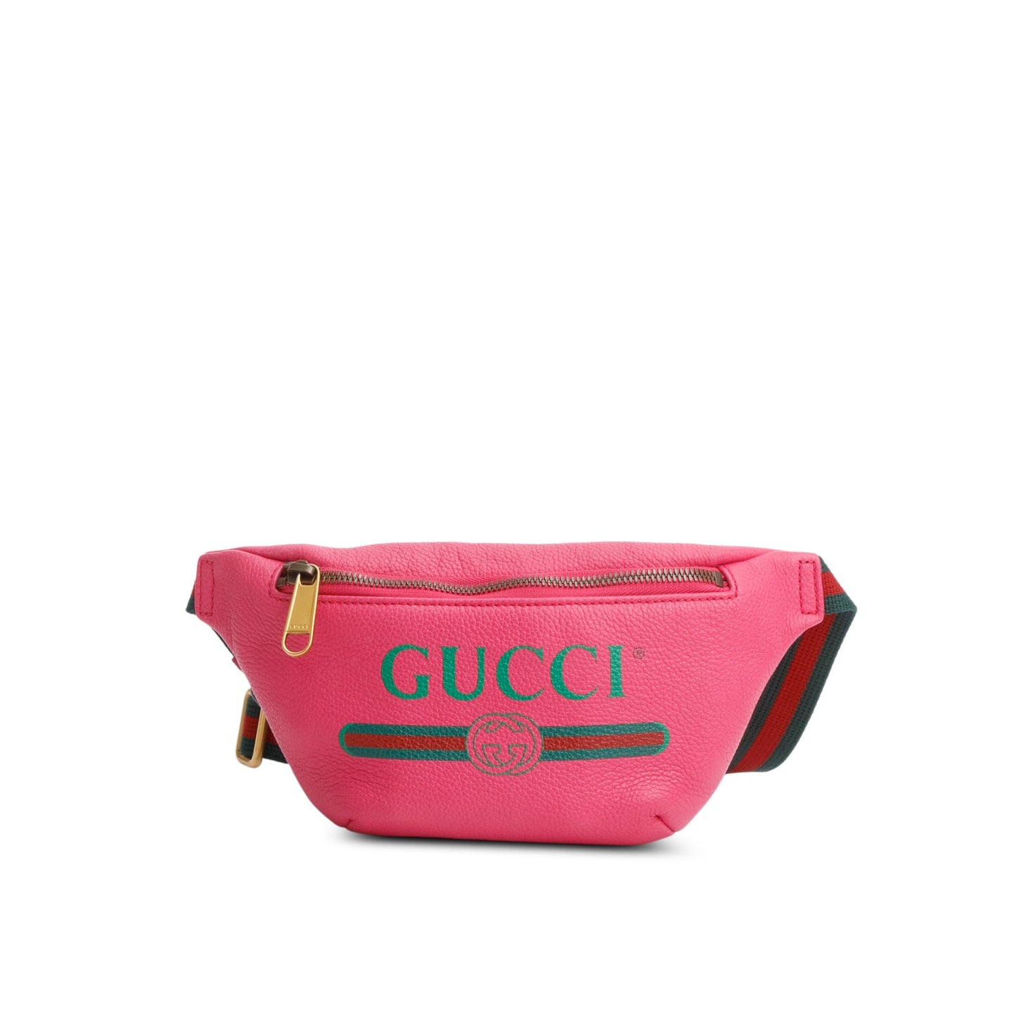 Gucci Pink Calfskin Leather Logo Print Small Belt Bag