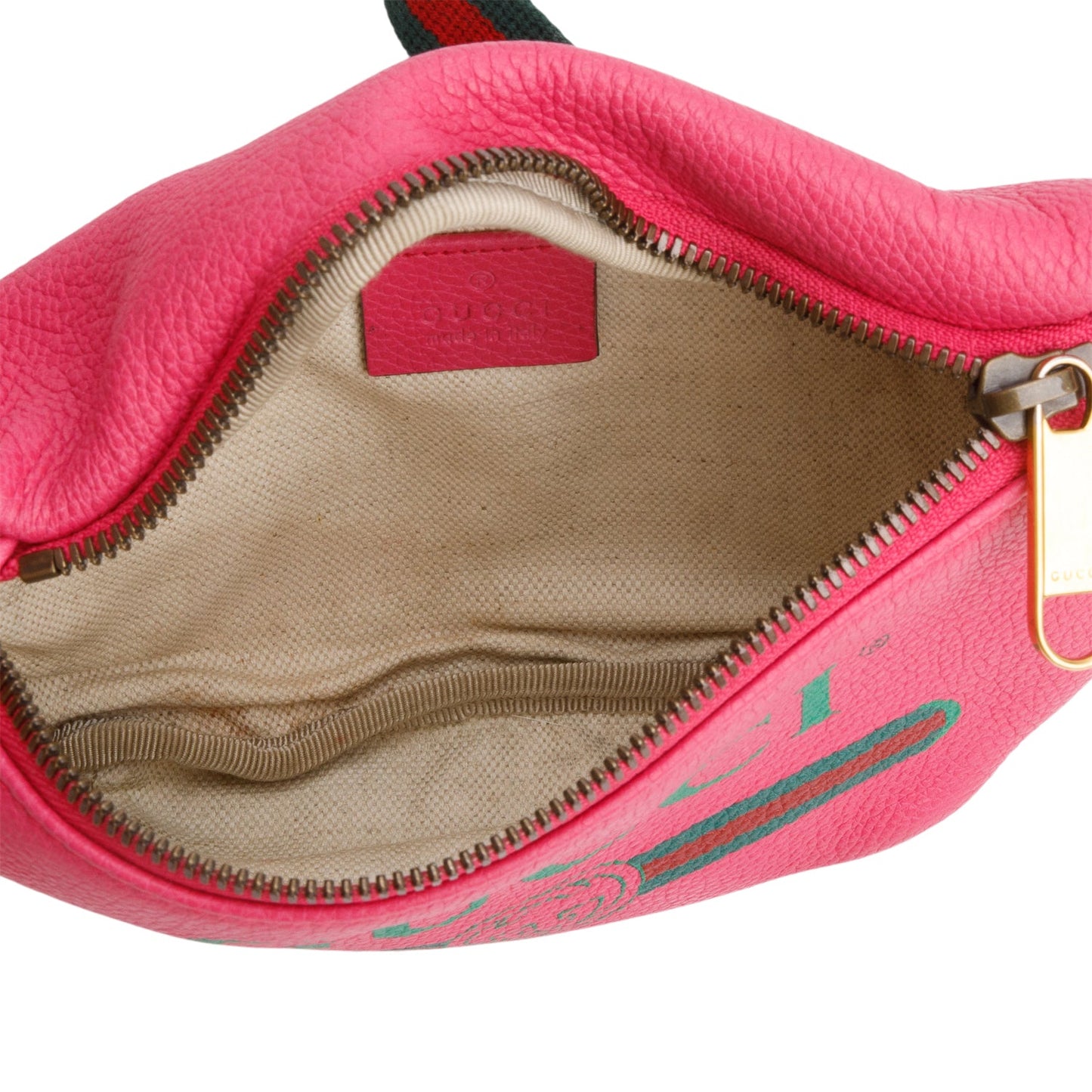 Gucci Pink Calfskin Leather Logo Print Small Belt Bag