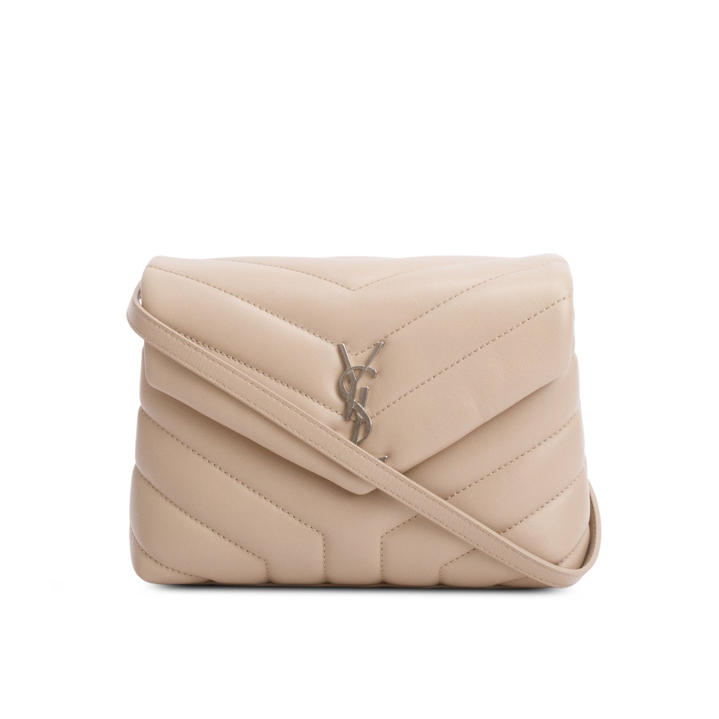 Saint Laurent Beige Monogram Matelasse Toy Loulou Crossbody Bag