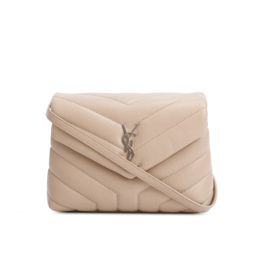 Saint Laurent Beige Monogram Matelasse Toy Loulou Crossbody Bag