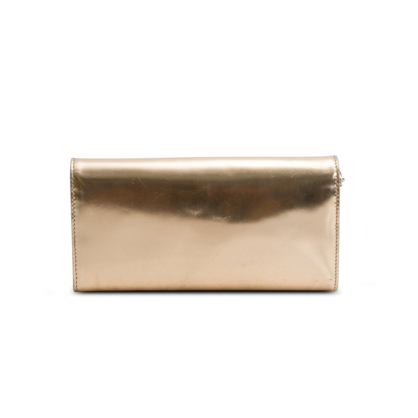 Christian Dior Gold Patent Leather Timeless Rendezvous Wallet on Chain