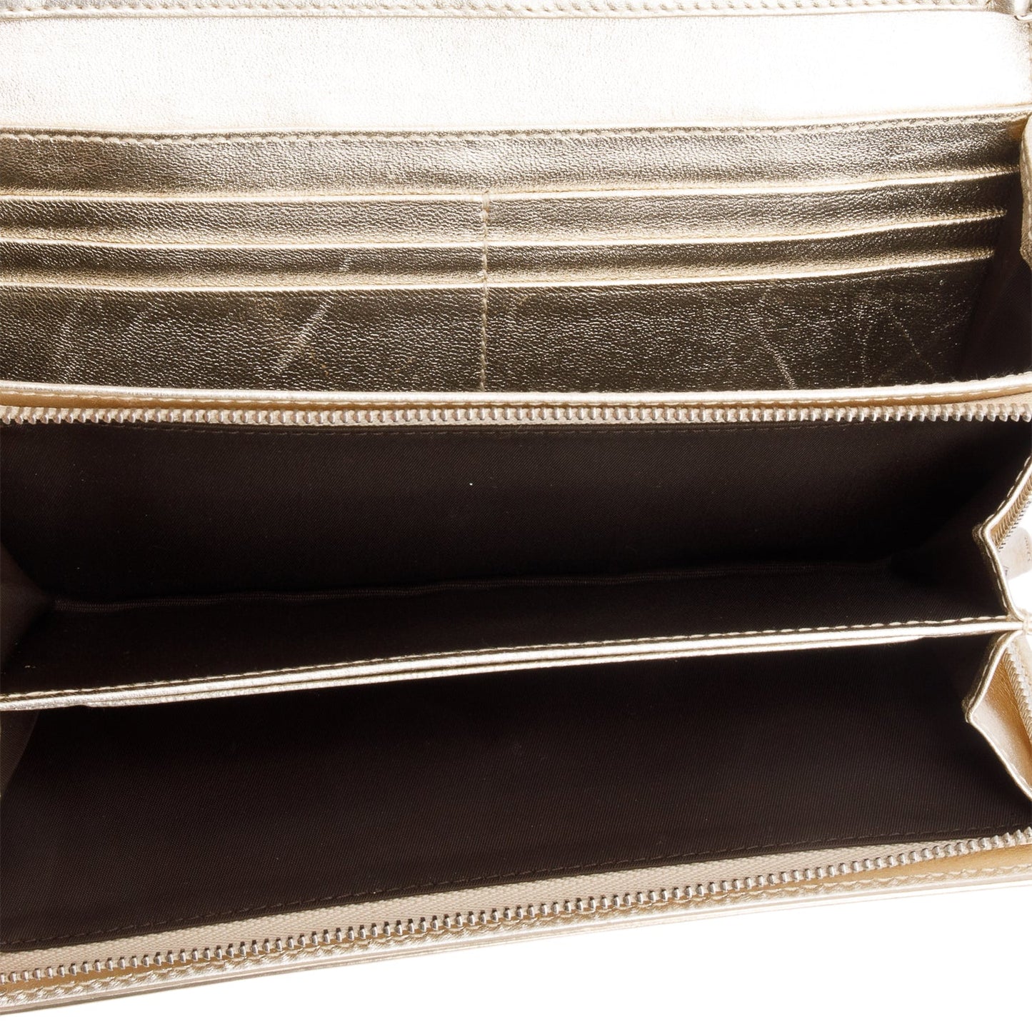 Christian Dior Gold Patent Leather Timeless Rendezvous Wallet on Chain