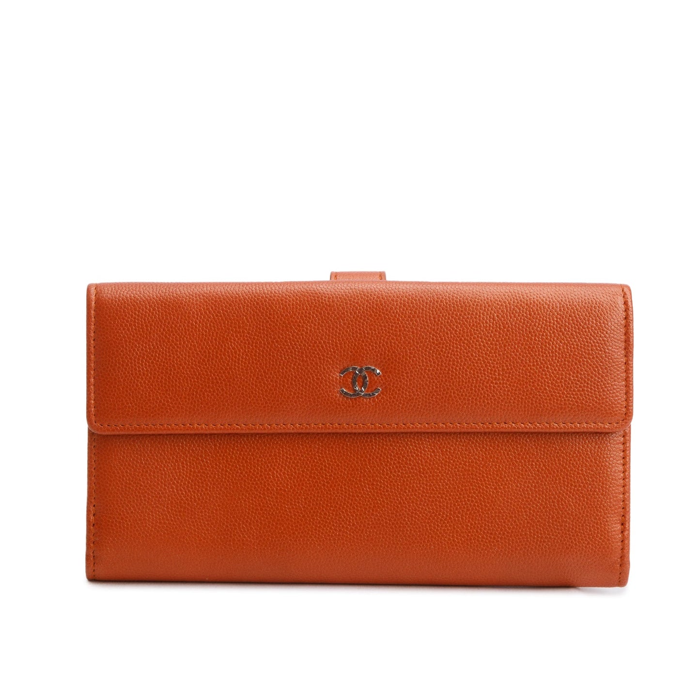Chanel Orange Caviar Long Flap Wallet
