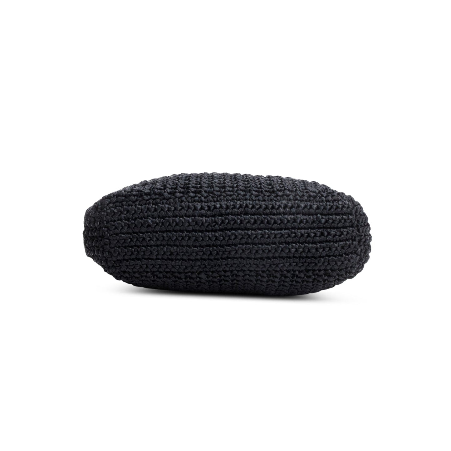 Prada Black Yarn Raffia Effect Crochet Small Logo Tote