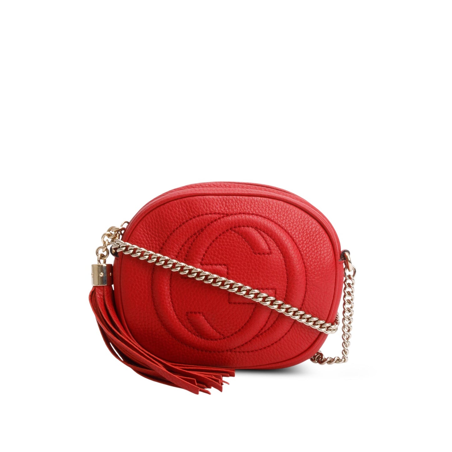 Gucci Red Pebbled Calfskin Mini Soho Chain Bag