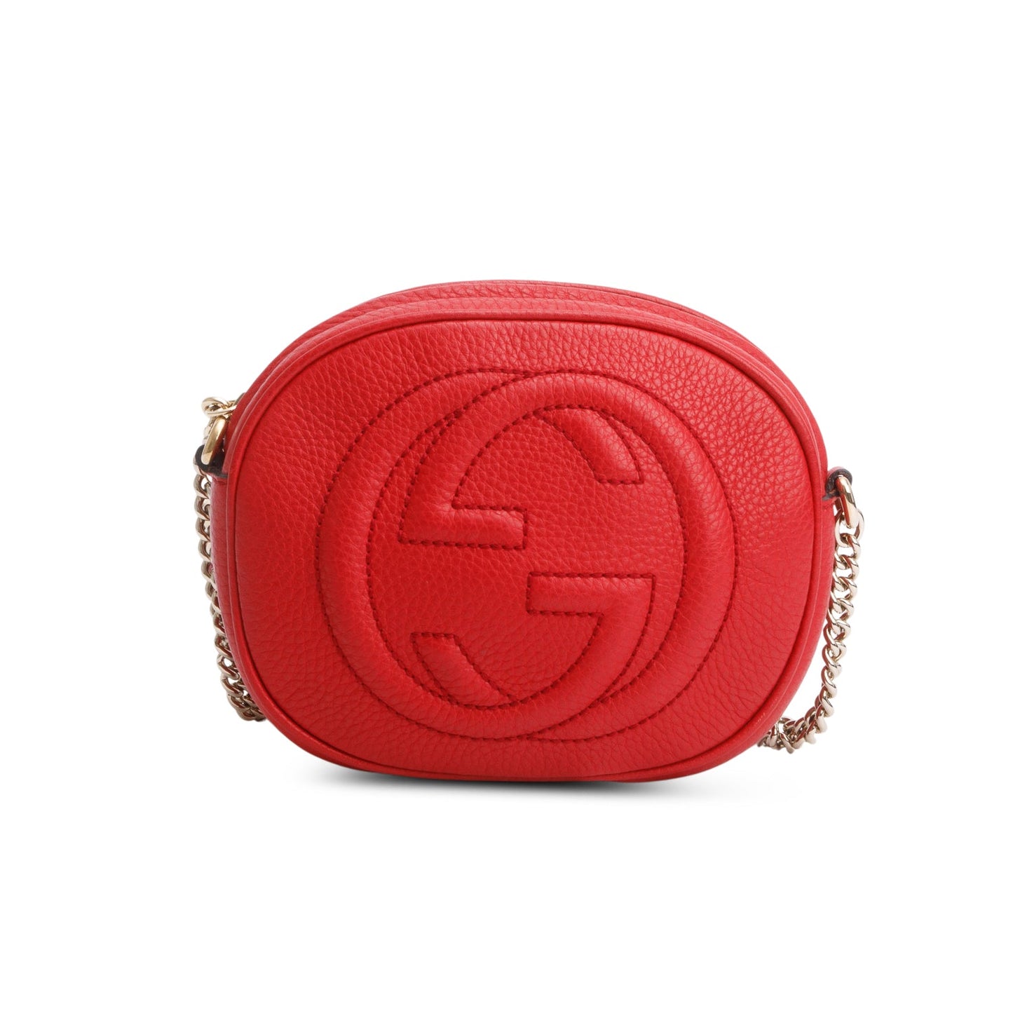 Gucci Red Pebbled Calfskin Mini Soho Chain Bag