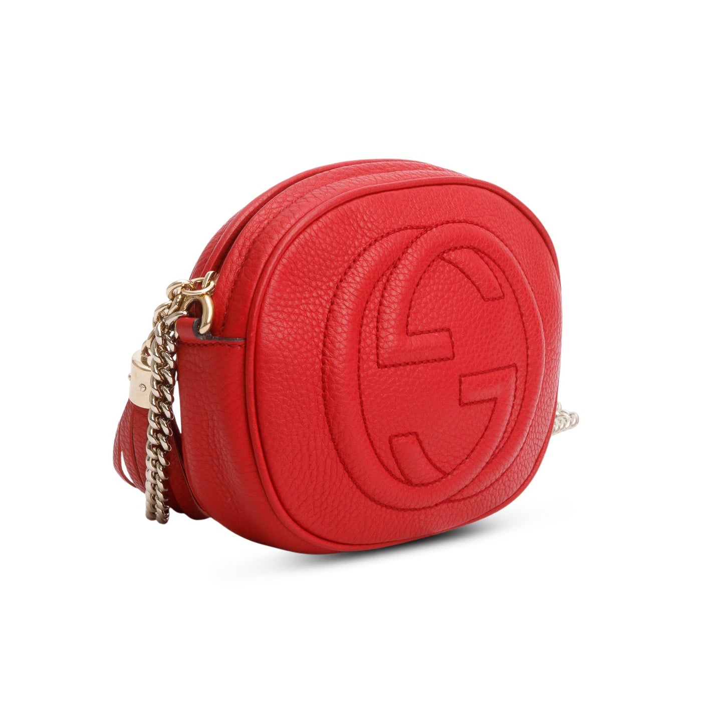 Gucci Red Pebbled Calfskin Mini Soho Chain Bag