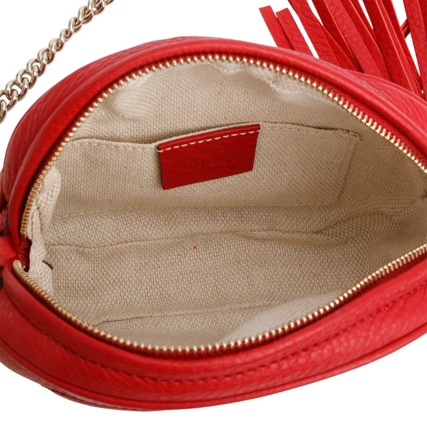 Gucci Red Pebbled Calfskin Mini Soho Chain Bag