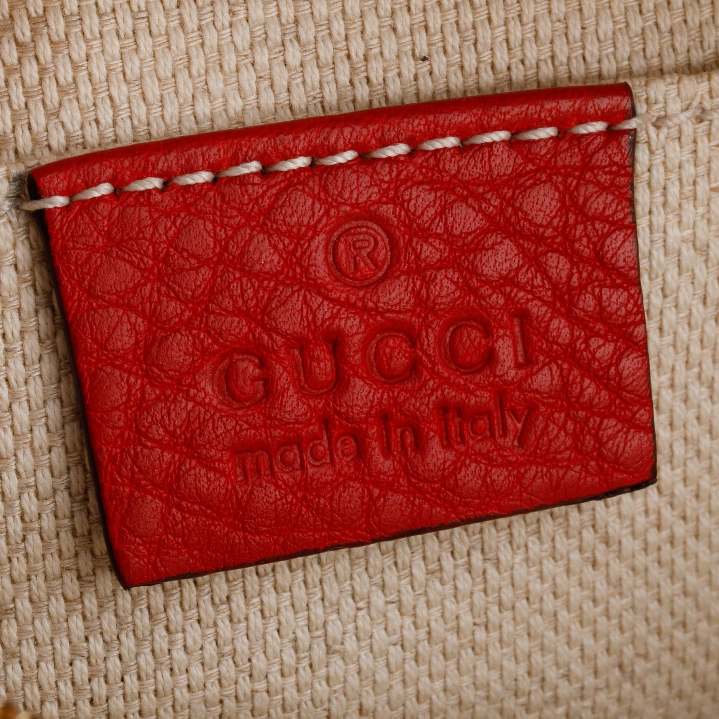 Gucci Red Pebbled Calfskin Mini Soho Chain Bag