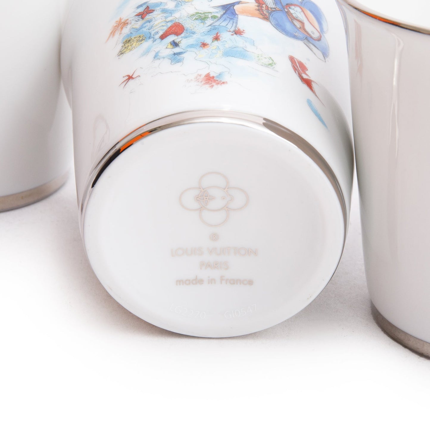 Louis Vuitton White & Multicolor Porcelaine Vivienne 4 Seasons Set of 4 Cups