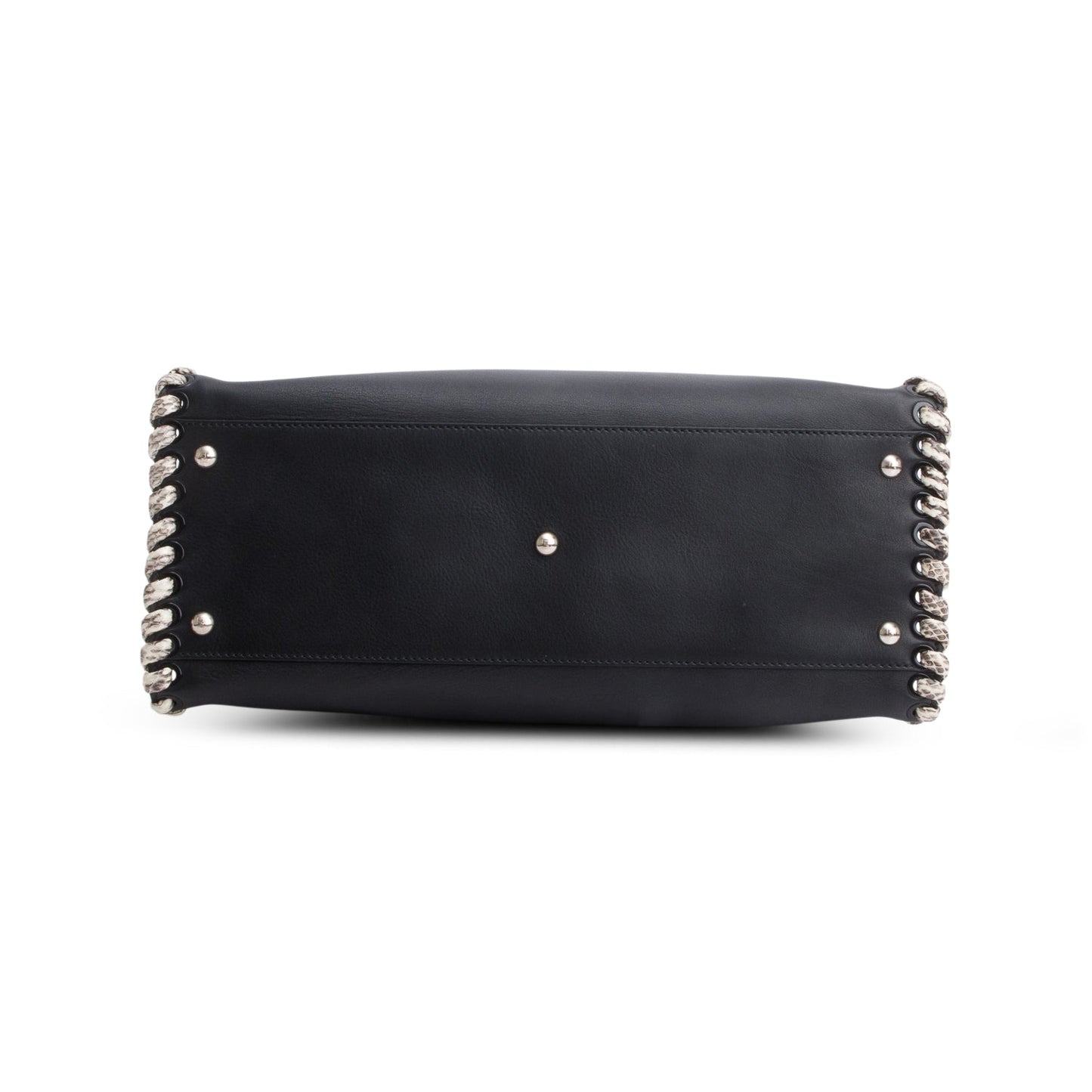 Fendi Black Nappa Leather Python Lace Up Large Peekaboo