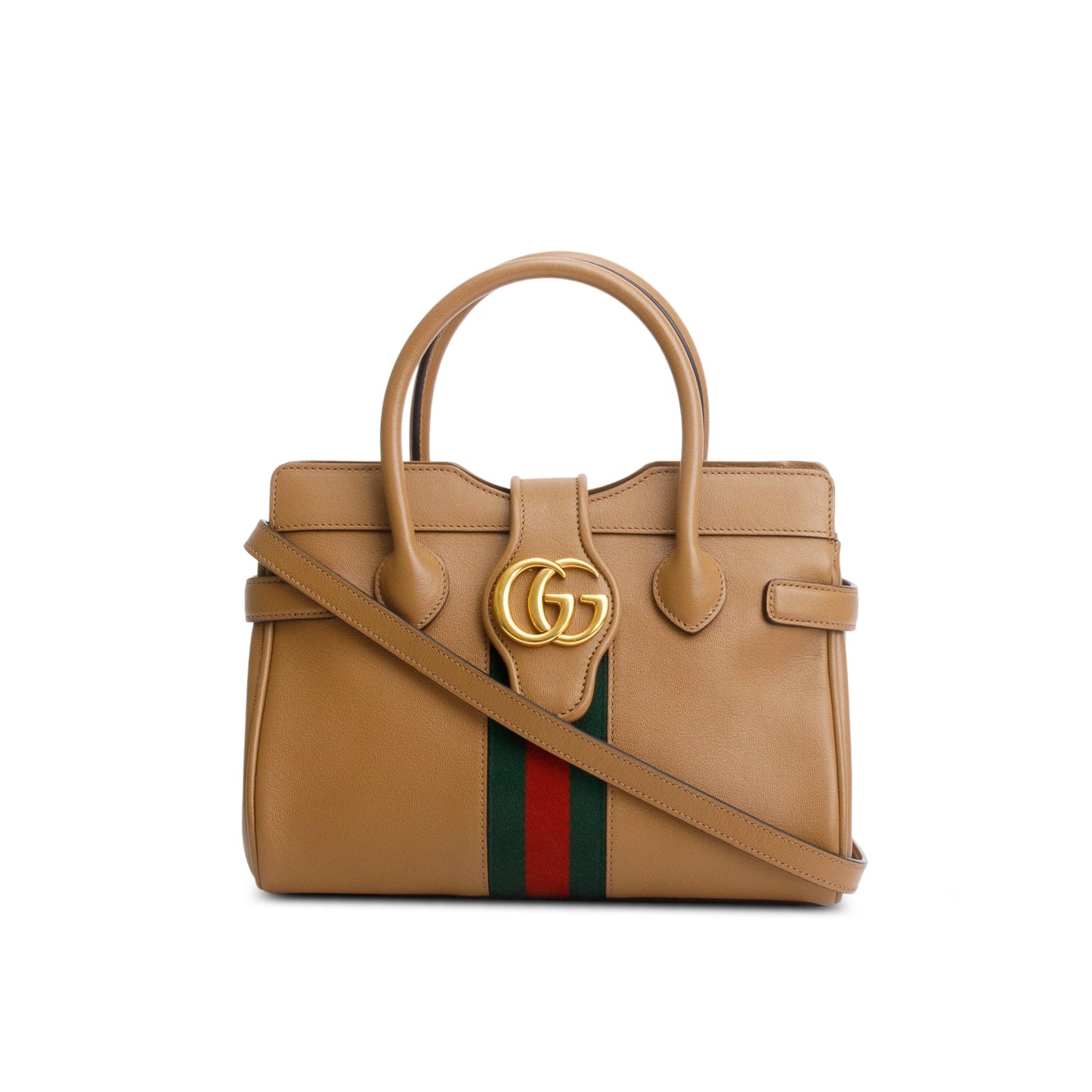 Gucci Brown Calfksin Leather Small Dahlia Handle Bag