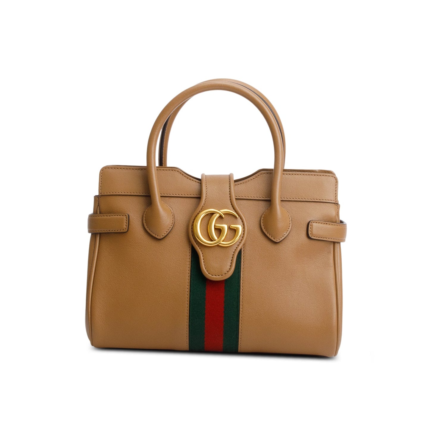 Gucci Brown Calfksin Leather Small Dahlia Handle Bag