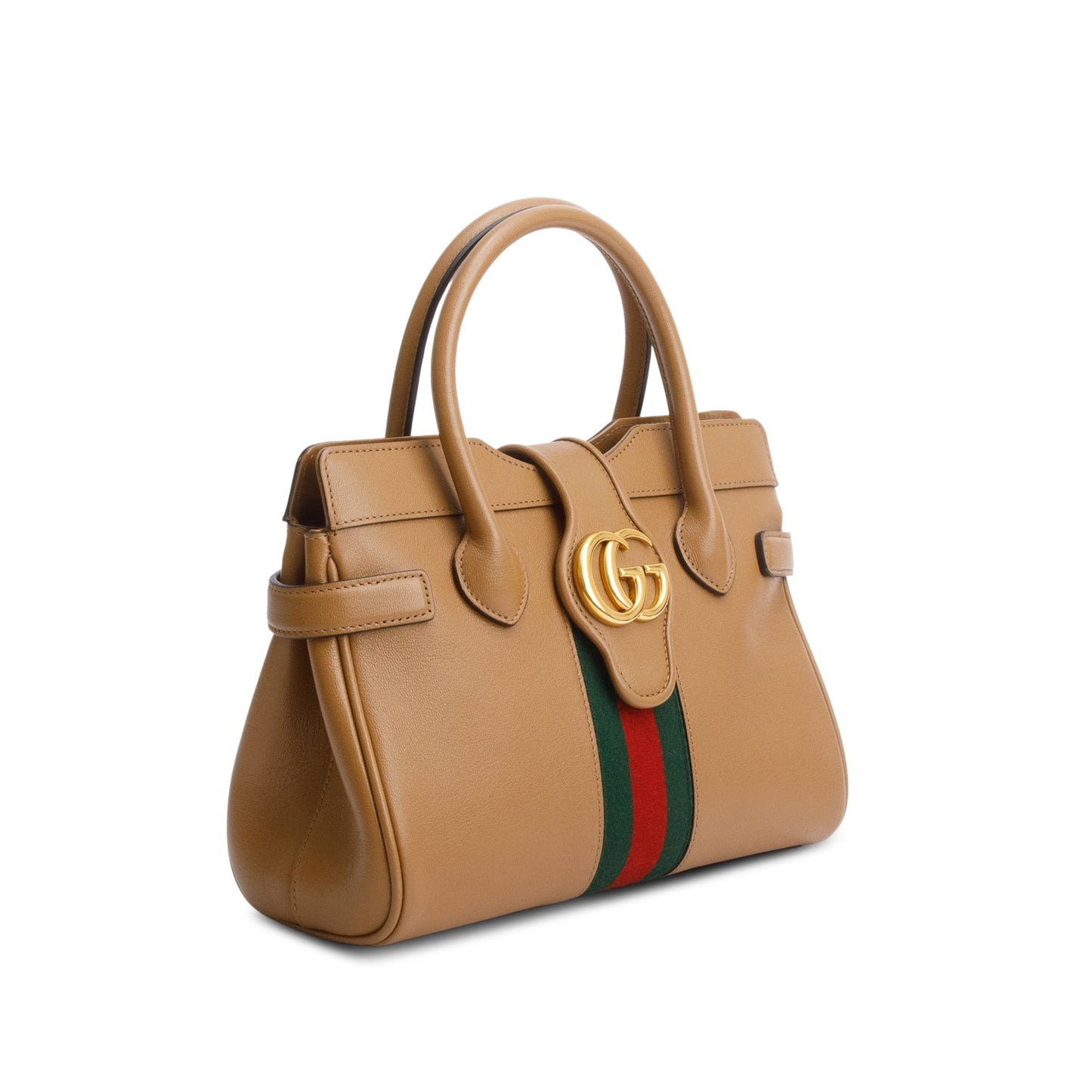 Gucci Brown Calfksin Leather Small Dahlia Handle Bag