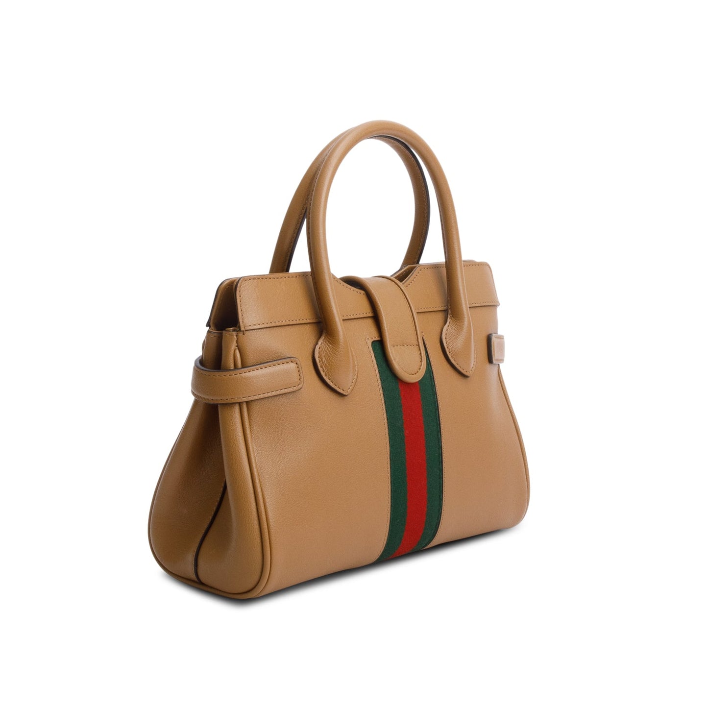 Gucci Brown Calfksin Leather Small Dahlia Handle Bag