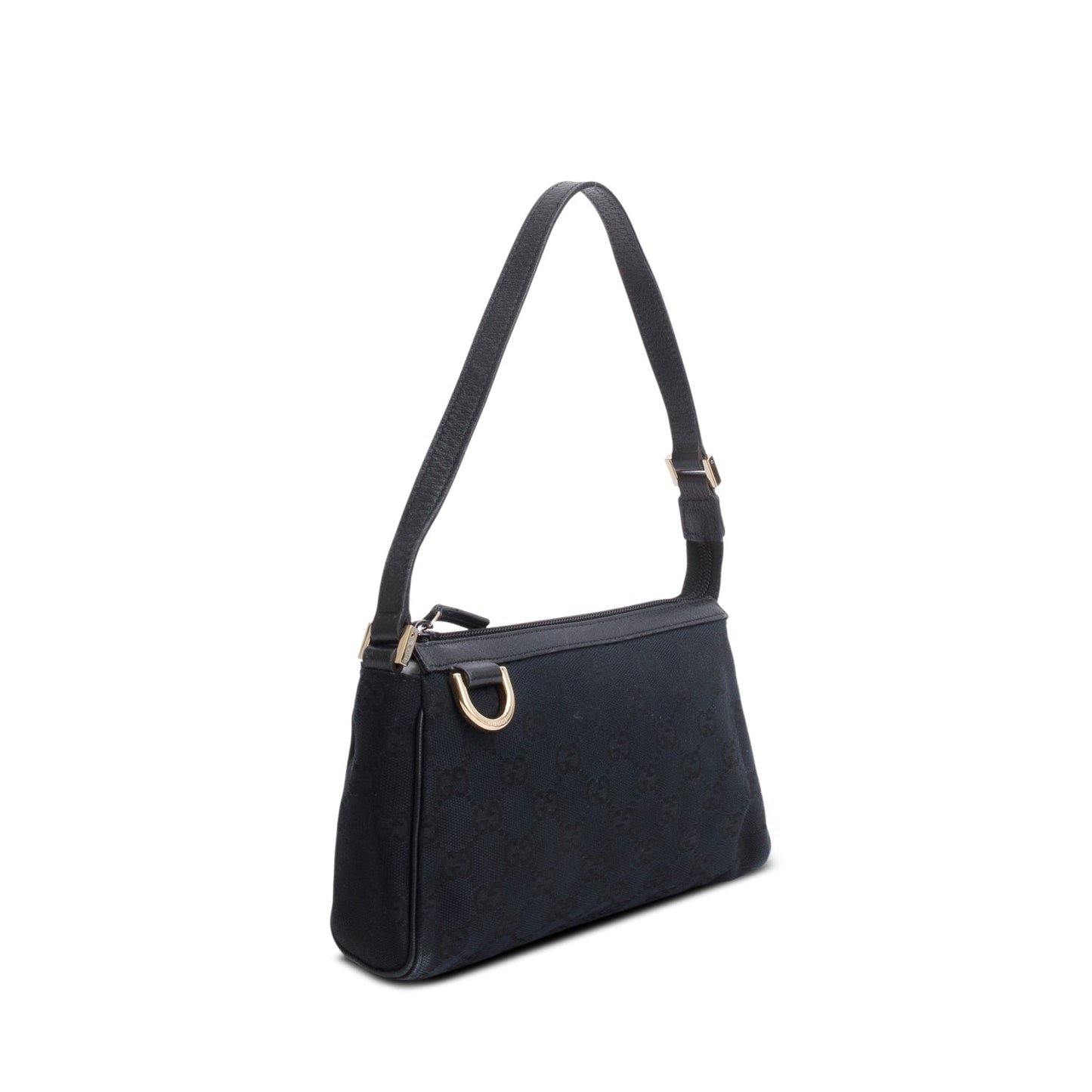Gucci Black GG Canvas D Ring Abbey Pochette