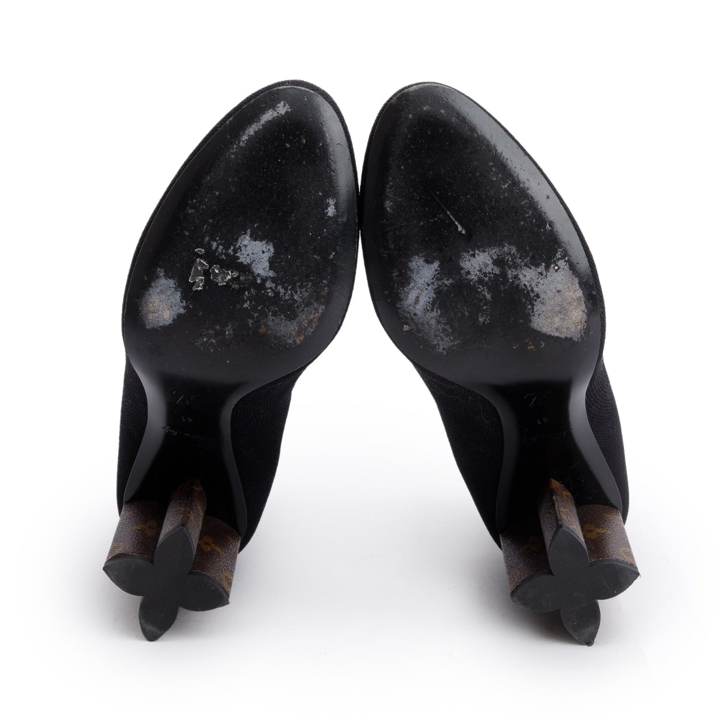 Louis Vuitton Black Stretch Textile and Monogram Silhouette Ankle Boots, Size 41