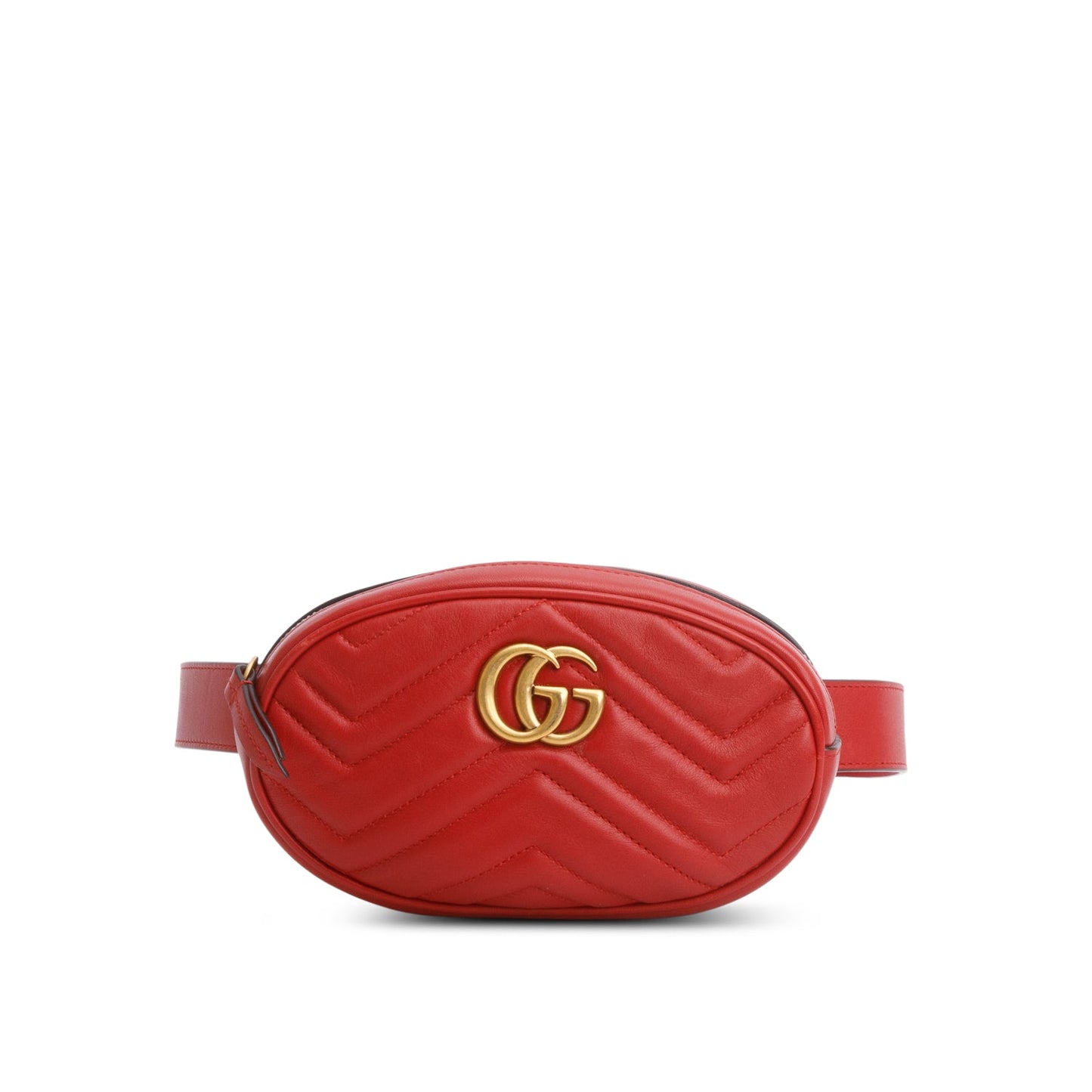 Gucci Red GG Marmont Matelasse Leather Belt Bag, Size 75