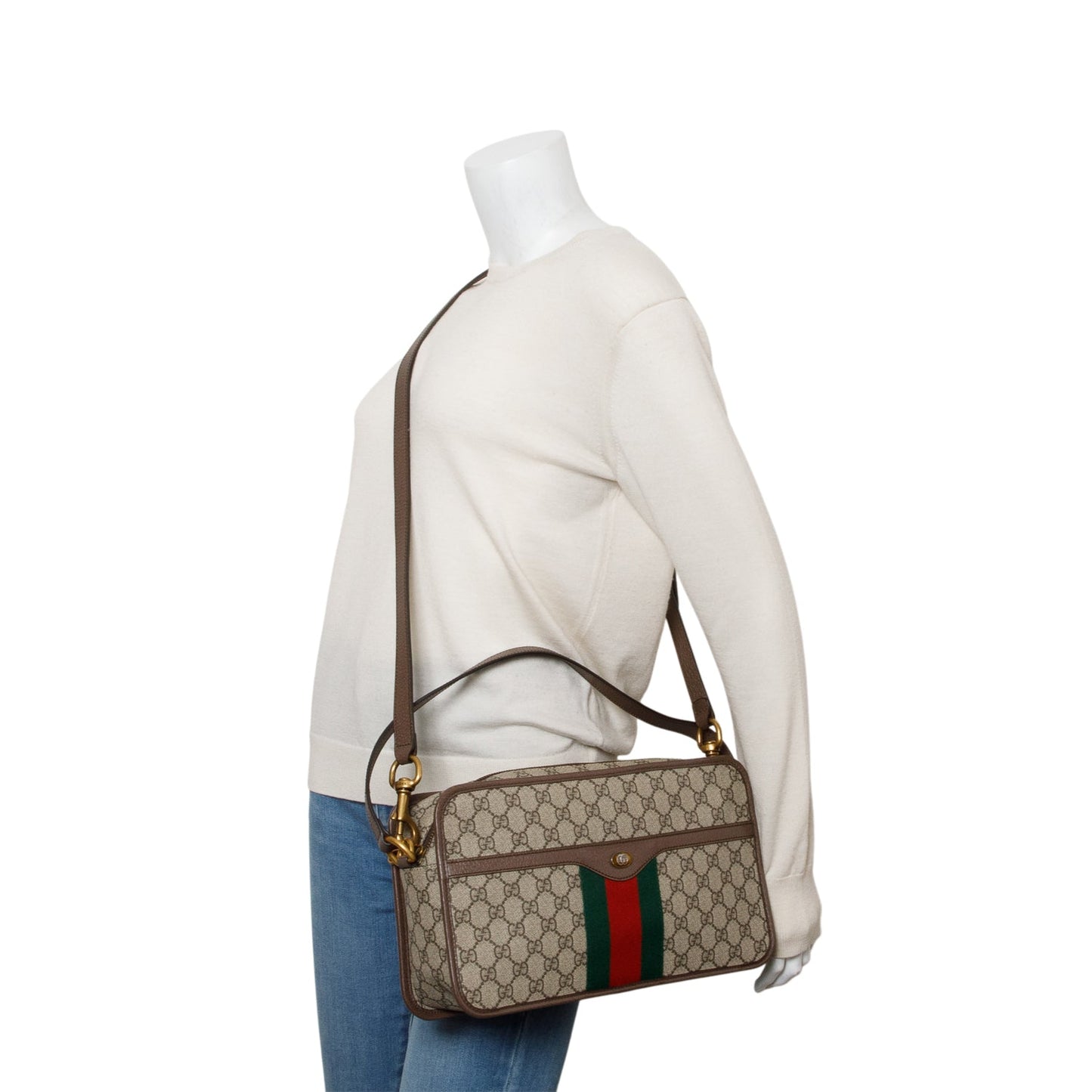 Gucci GG Supreme Monogram Web Ophidia Shoulder Bag