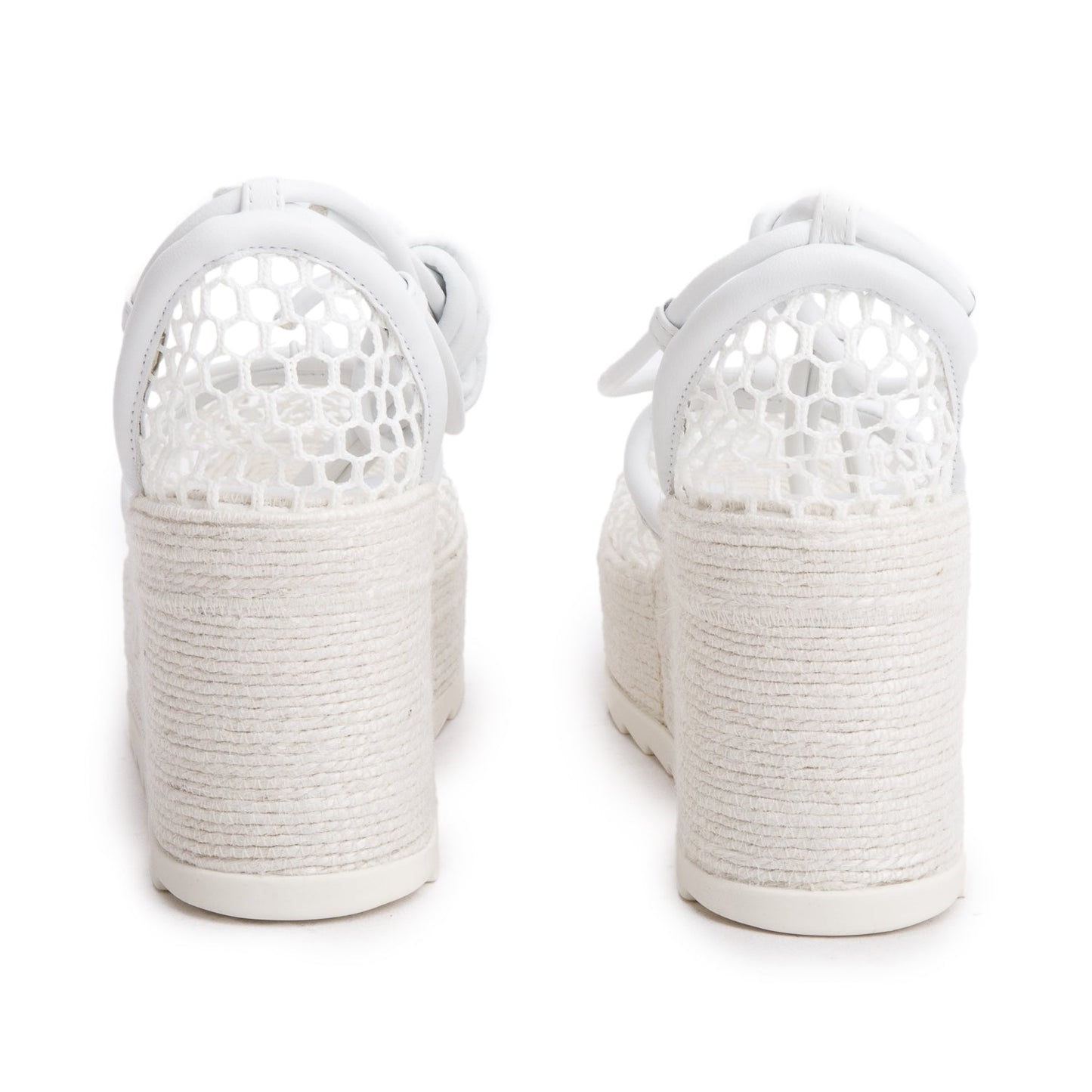Bottega Veneta White Mesh Lambskin Sporty Web Stretch Ankle Tie Espadrilles, Size 36