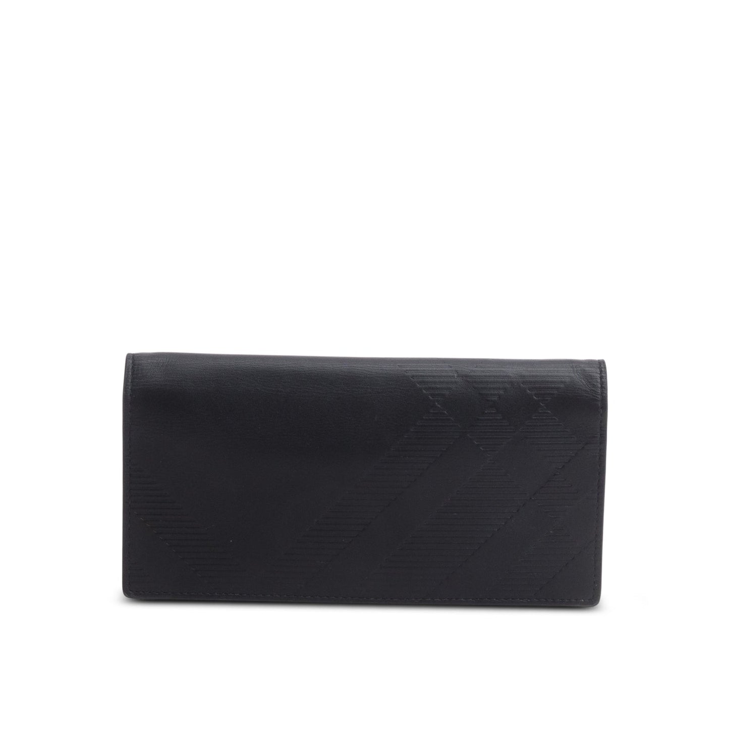Burberry Black Embossed Leather Cavendish Check Continental Wallet