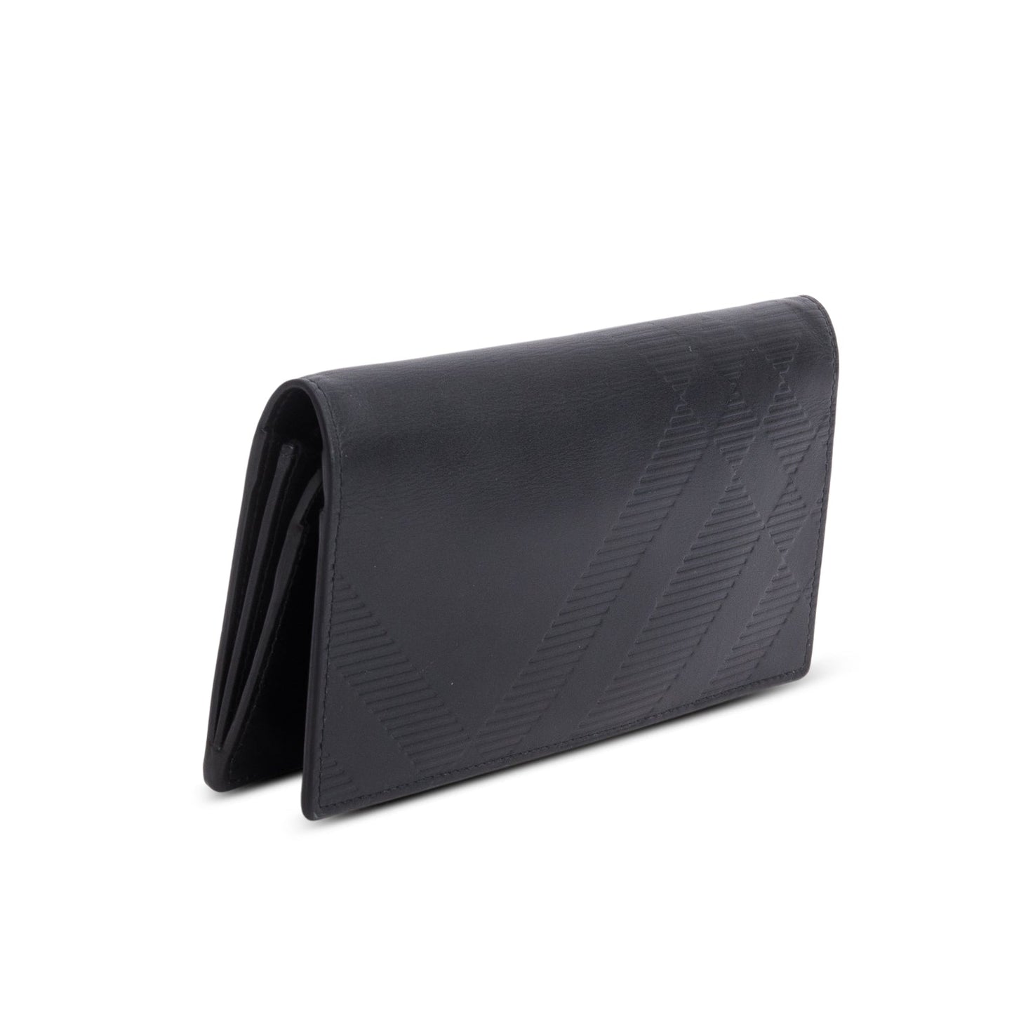 Burberry Black Embossed Leather Cavendish Check Continental Wallet