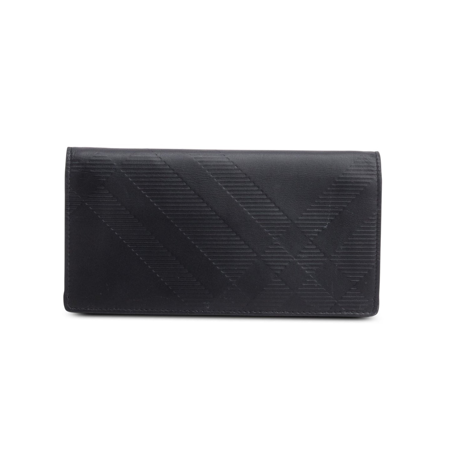 Burberry Black Embossed Leather Cavendish Check Continental Wallet