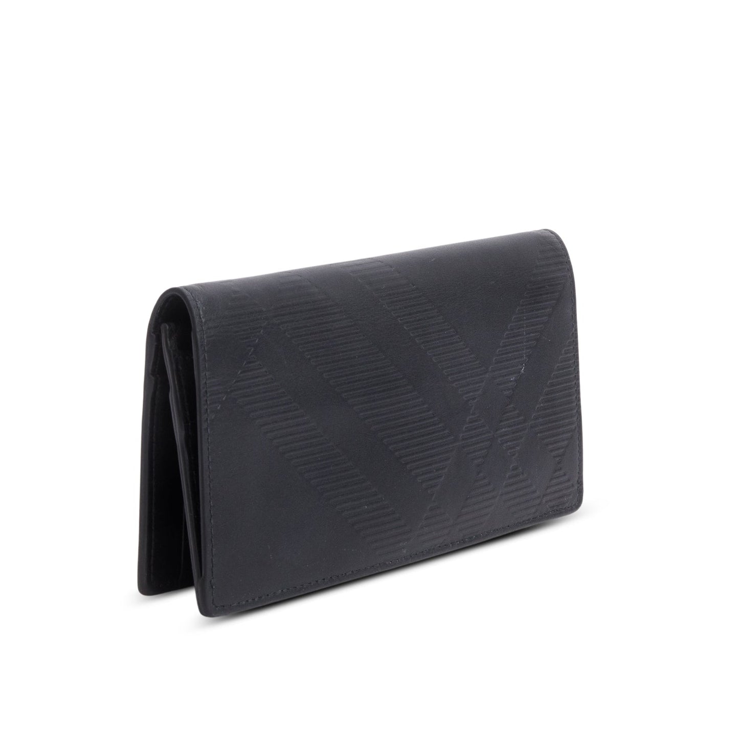 Burberry Black Embossed Leather Cavendish Check Continental Wallet
