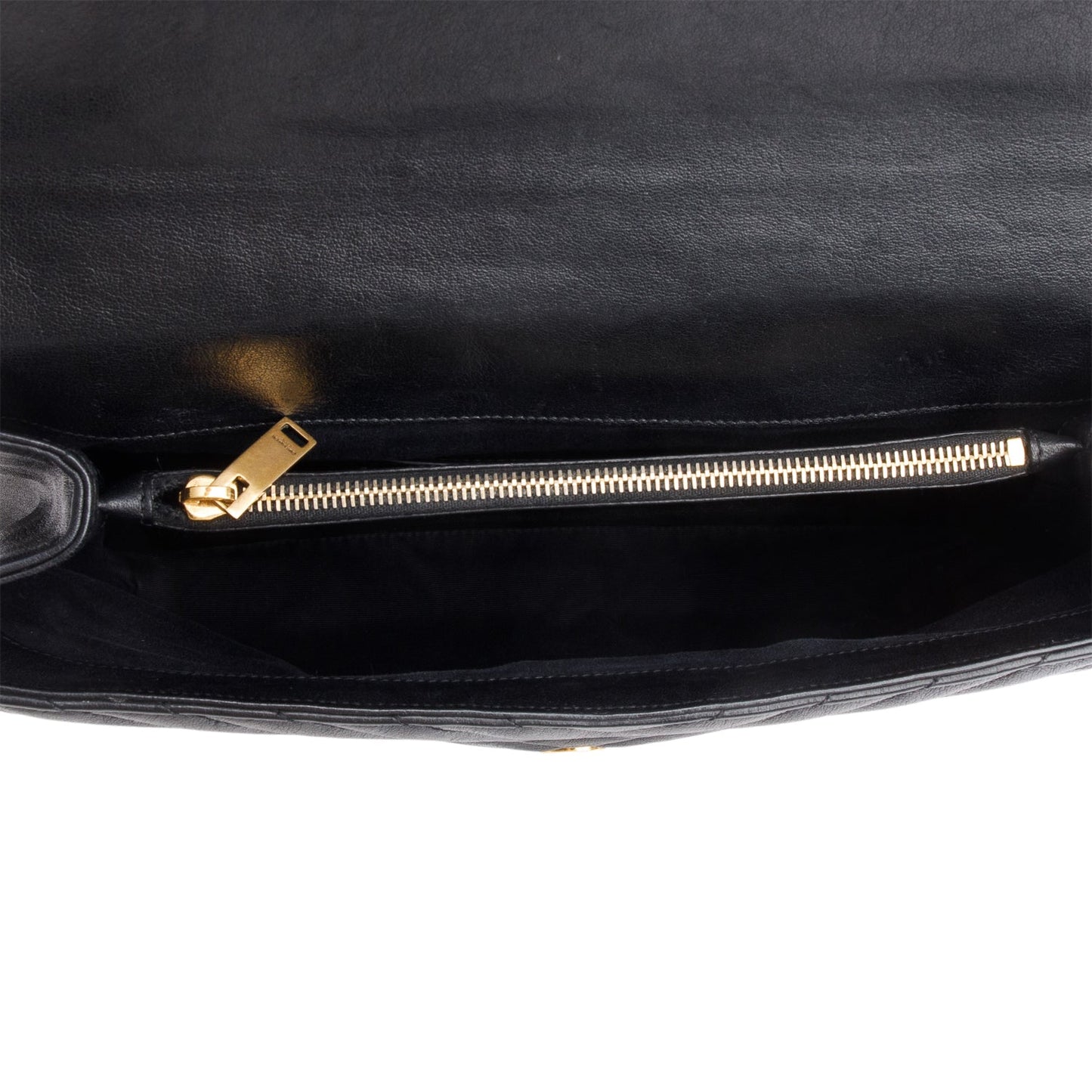 Saint Laurent Black Leather Large Chevron College Bag