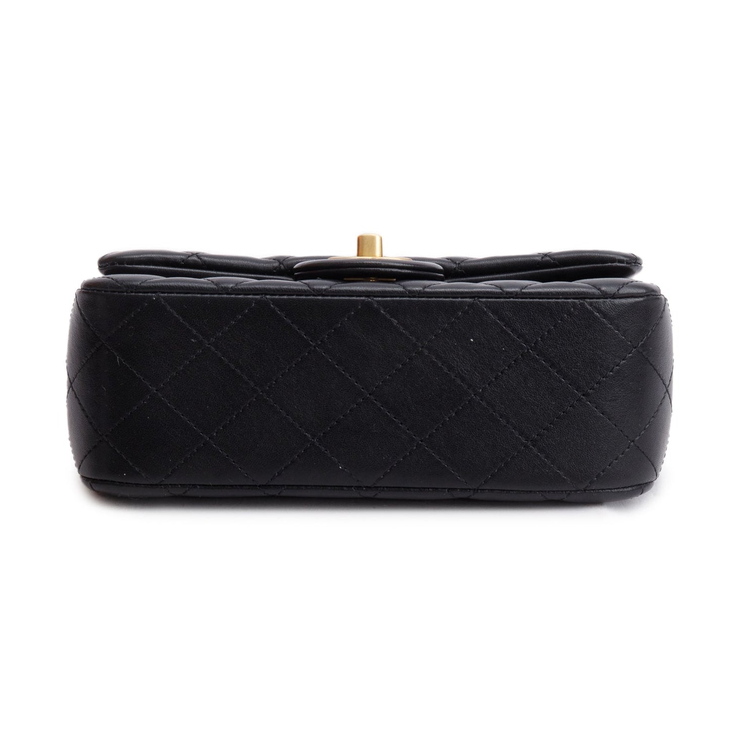 Chanel 2025 Black Quilted Lambskin Pearl Crush Mini Rectangular Flap Bag