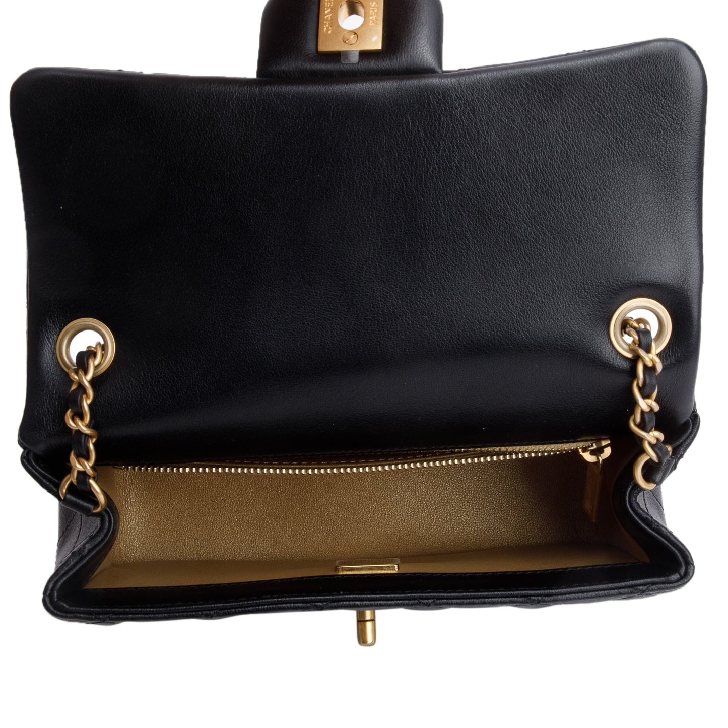 Chanel 2025 Black Quilted Lambskin Pearl Crush Mini Rectangular Flap Bag