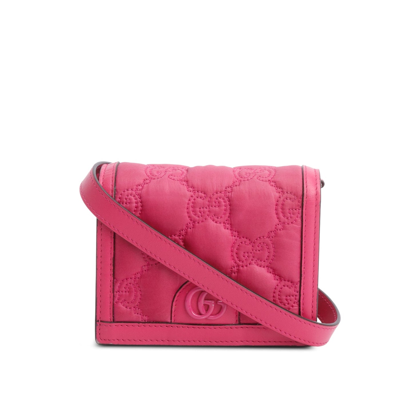 Gucci Pink Nylon Calfskin Enamel GG Matelasse Mini Bag