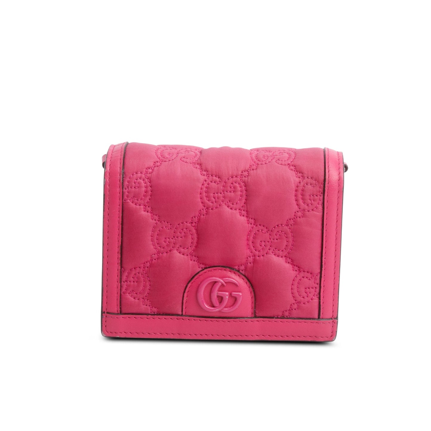 Gucci Pink Nylon Calfskin Enamel GG Matelasse Mini Bag