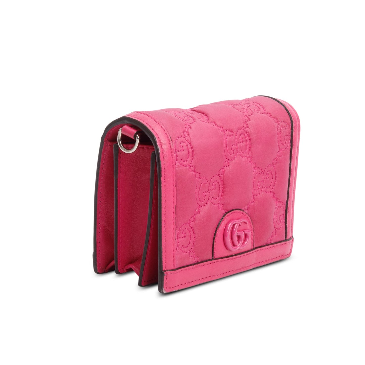Gucci Pink Nylon Calfskin Enamel GG Matelasse Mini Bag
