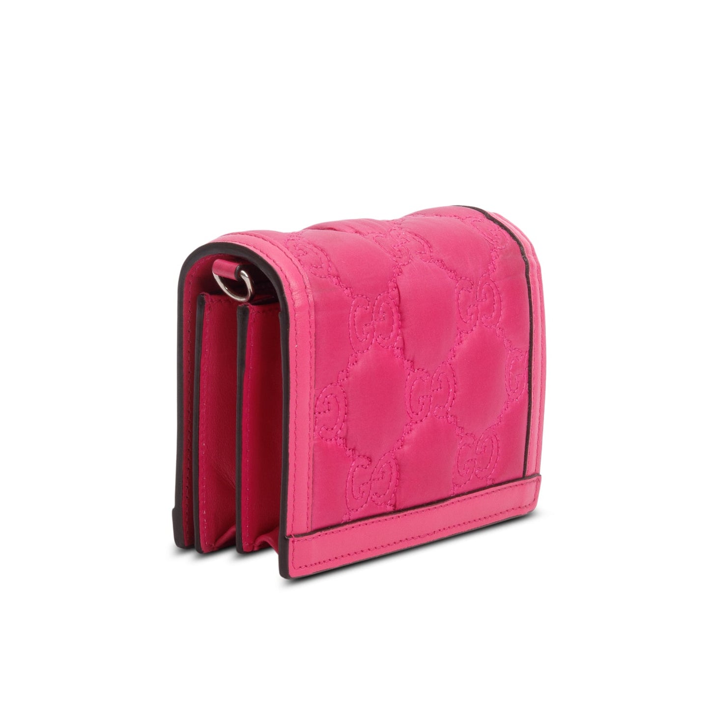 Gucci Pink Nylon Calfskin Enamel GG Matelasse Mini Bag