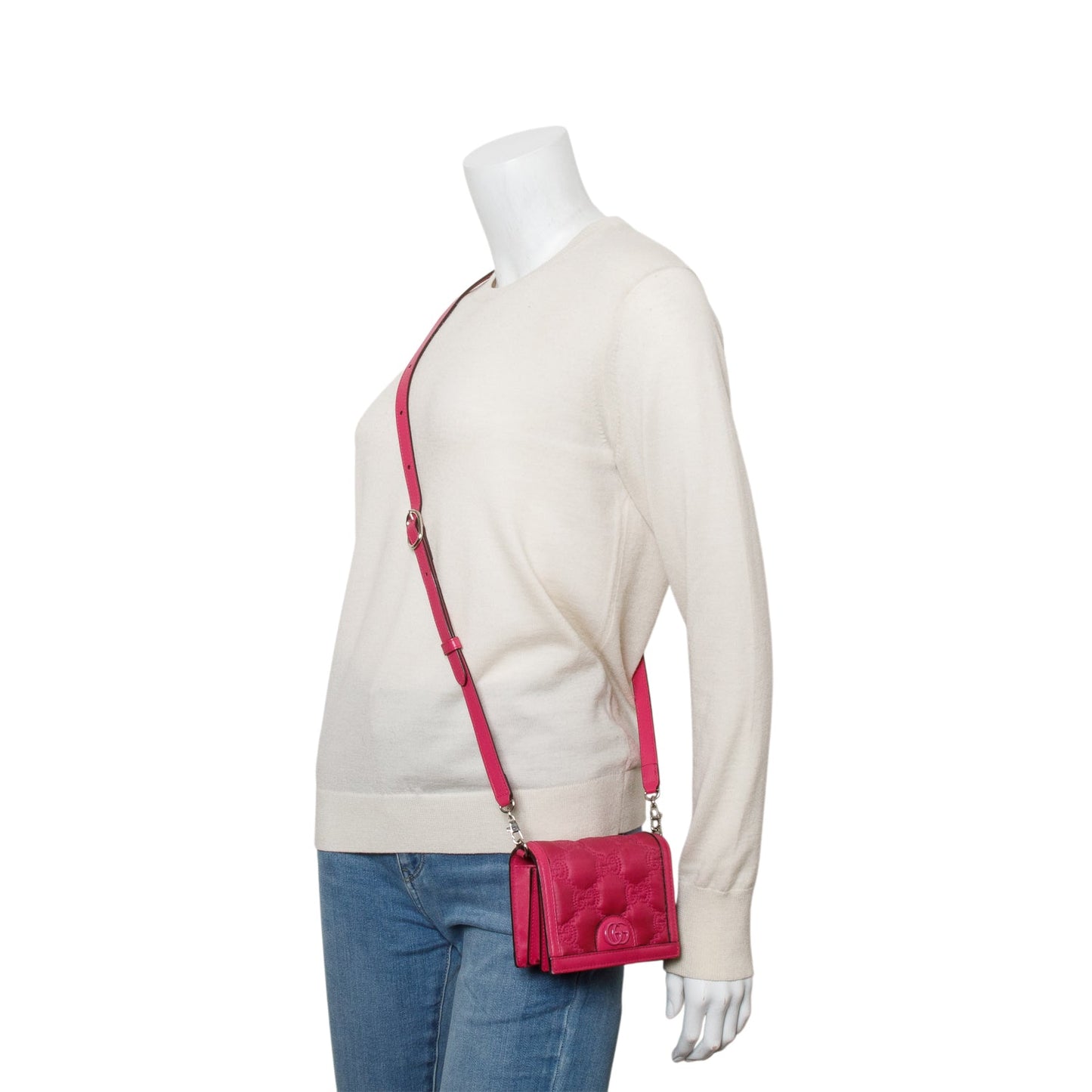 Gucci Pink Nylon Calfskin Enamel GG Matelasse Mini Bag