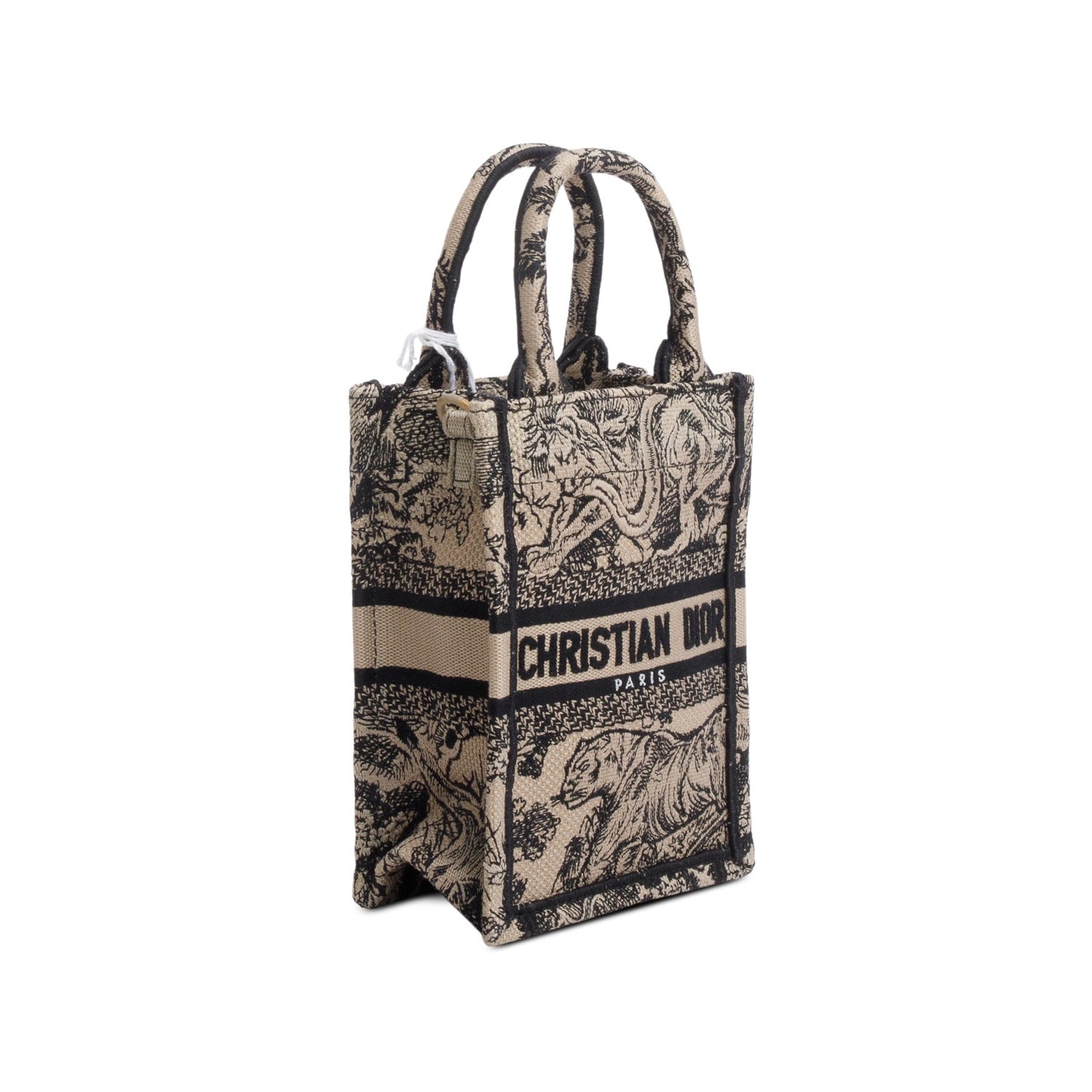 Christian Dior 2022 Black Canvas Toile de Jouy Embroidered Mini Book Tote